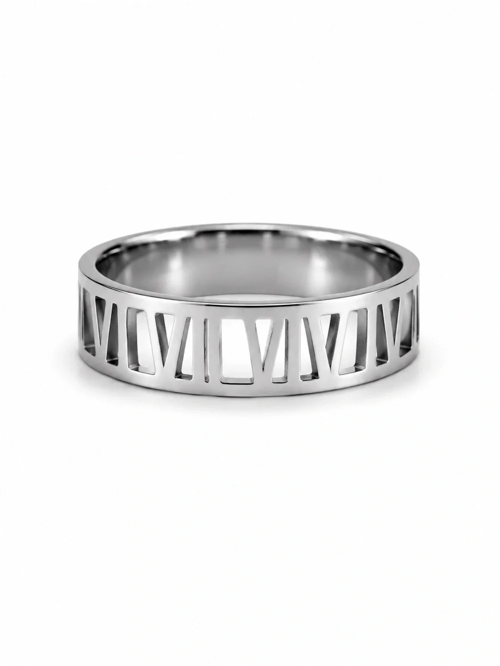 Sterling Silver Roman Numeral Cutout Band